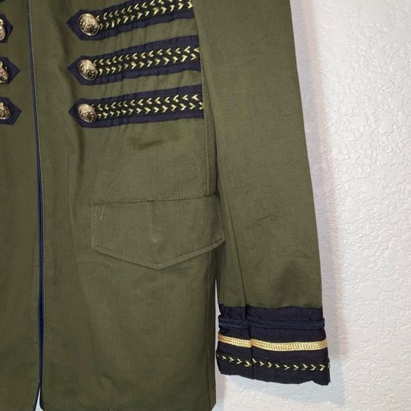 ZARA ARMY GREEN, BLUE & GOLD MILITARY JACKET FULLY LINED BUTTON DETAIL SMALL NWT - Picture 8 of 9